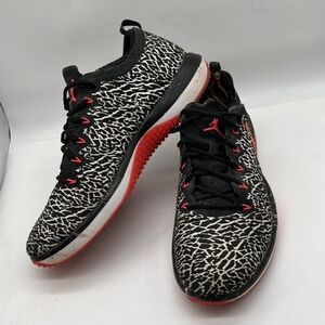 Jordan Black and Red Patterned Sneakers